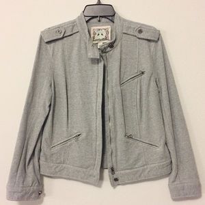 Chelsea & Violet gray motorcycle sweater jacket